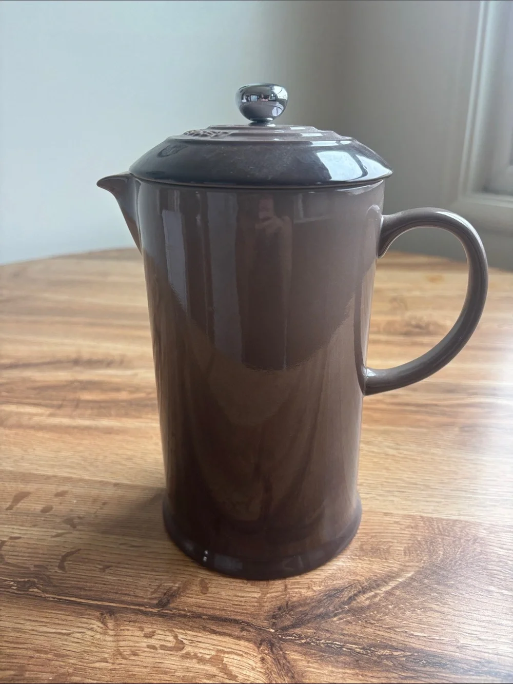 Le Creuset Brown Ceramic Coffee Press with Chrome Knob
